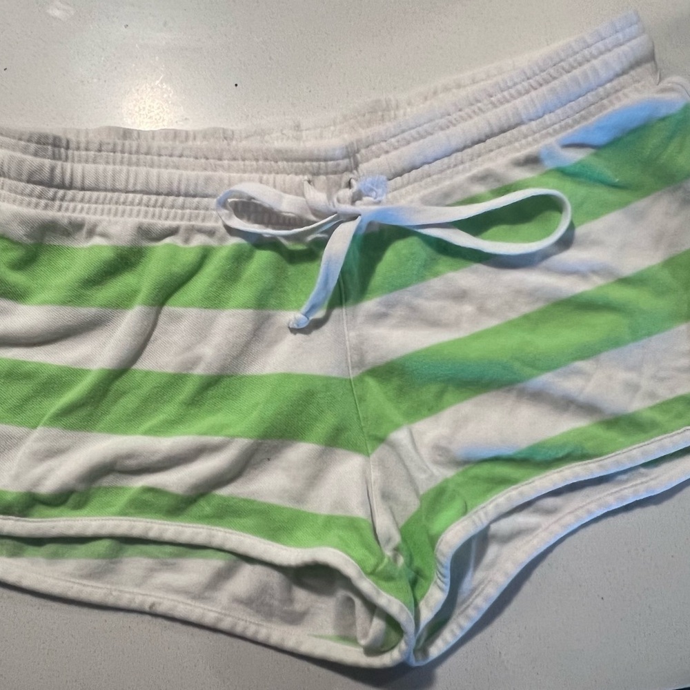 Vintage VS PINK Green and White Striped Women's Shorts